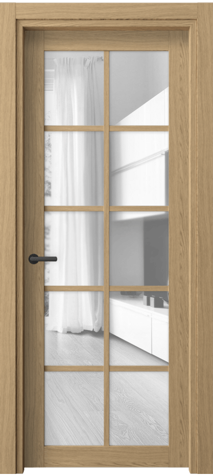 Межкомнатная дверь Нео 2106 Жемчужный дуб Прозрачное стекло, триплекс Цена 33419 ₽ | Volhovec