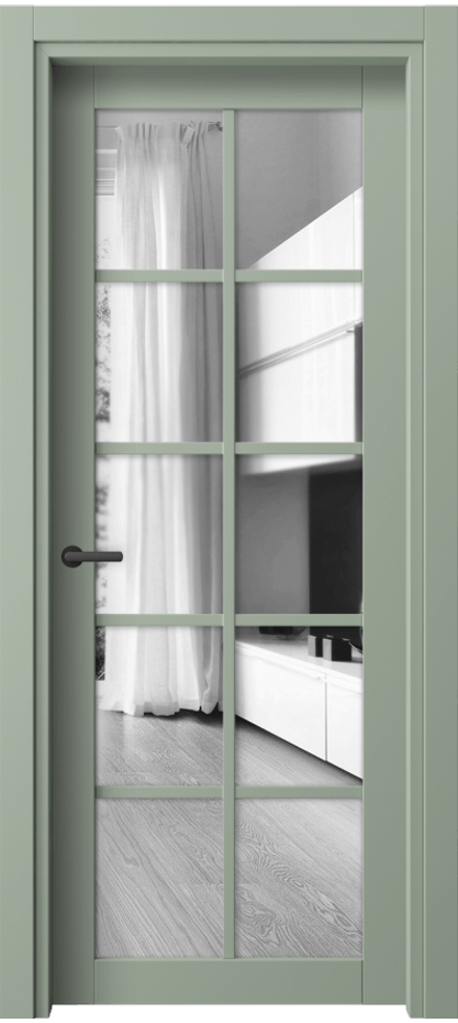 Межкомнатная дверь Нео 2106 ПЭТ светло-оливковый Двустороннее зеркало, триплекс Цена 37799 ₽ | Volhovec