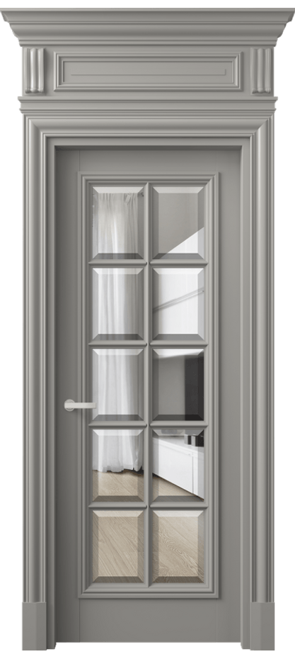 Межкомнатная дверь Антик 7310 Матовый нейтральный серый Прозрачное стекло с фацетом Цена 181709 ₽ | Volhovec