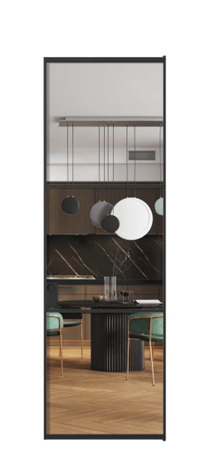 Алюминиевая дверь АЛПЛ040.03 Алюминий Черный Прозрачное стекло "Кристал Вижн", калёное Цена 146970  | Volhovec