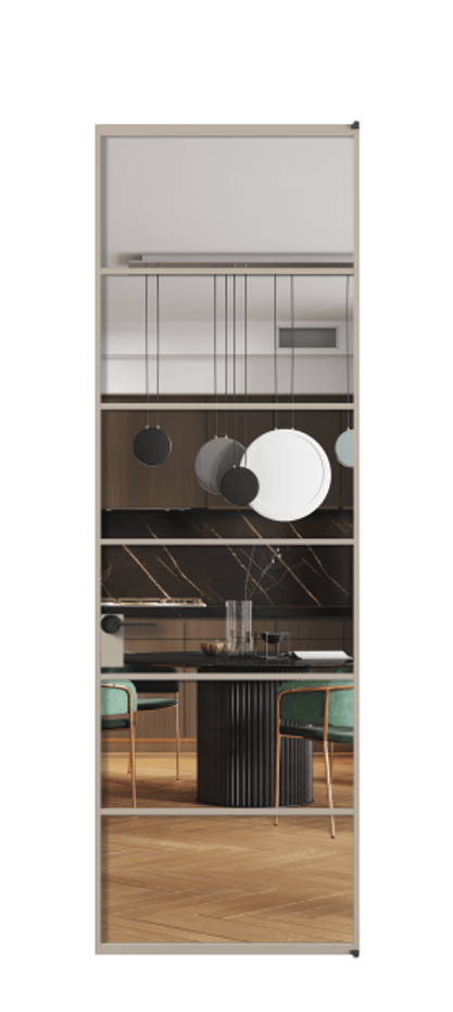 Алюминиевая дверь АЛПЛ040.04 Алюминий бисквитный Прозрачное стекло "Кристал Вижн", калёное Цена 157470  | Volhovec