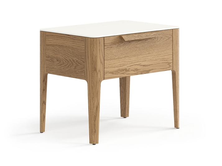 Мебель Тумба прикроватная Пьега 1 ящик. Цвет Дуб мускатный матовый. Материал Массив дуба матовый. Коллекция Тумба прикроватная Пьега 1 ящик. Картинка.