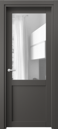 Дверь межкомнатная 2122 ПЭГФ Прозрачное стекло. Цвет ПЭТ графитовый. Материал ПЭТ. Коллекция Нео. Картинка.